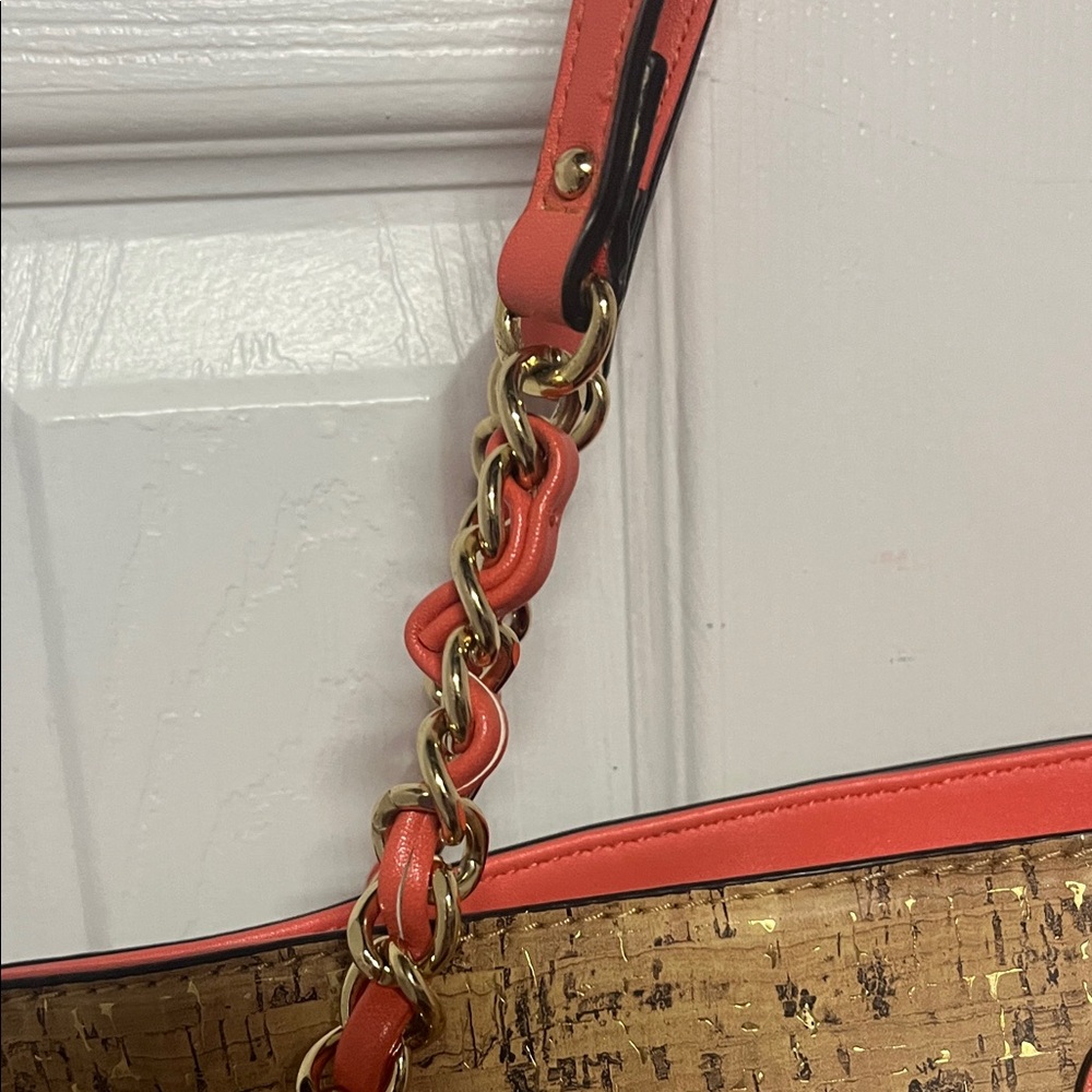Anne Klein Coral and Tan Tote Bag - Picture 3 of 13